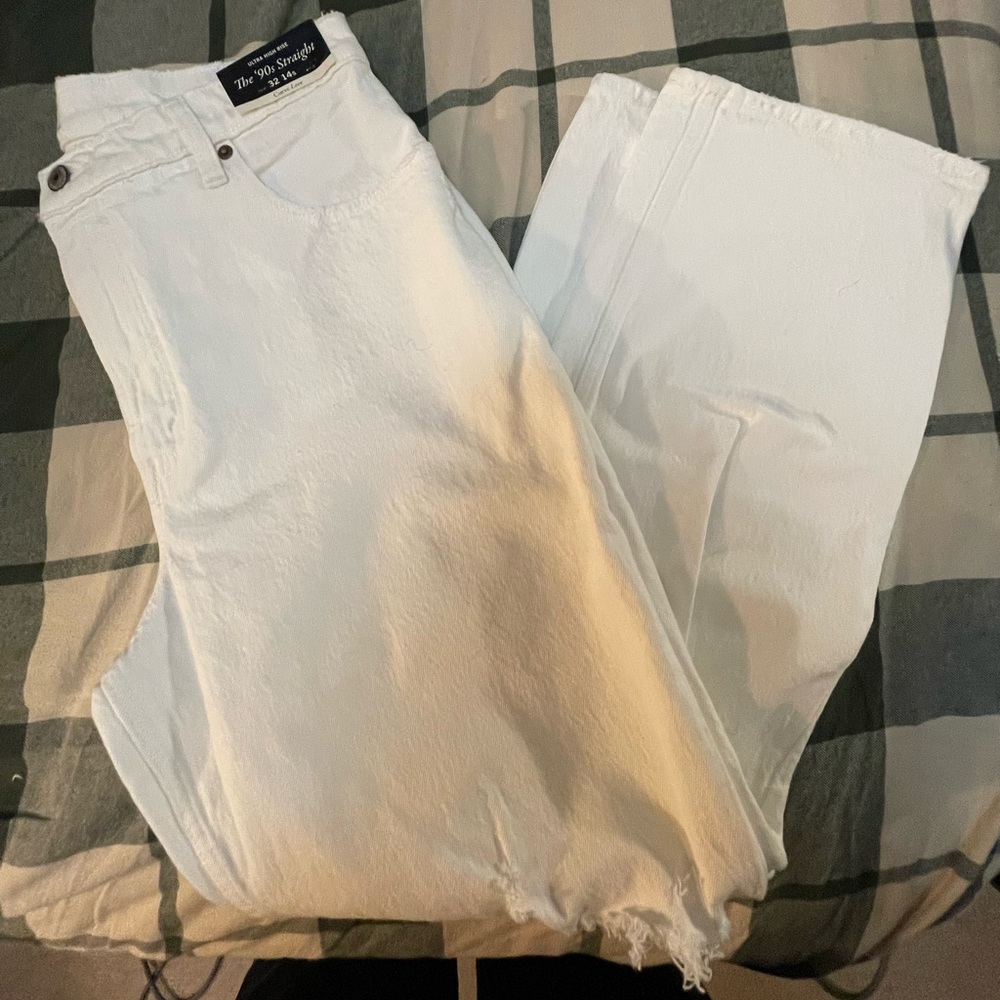 Abercrombie & Fitch White Straight Leg Jeans